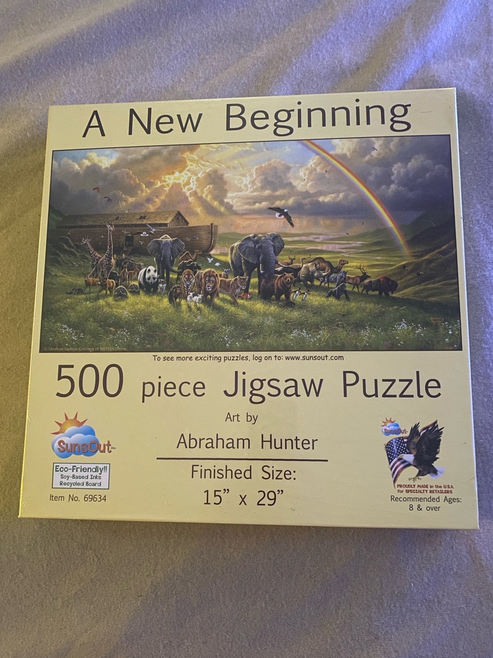 Noahs Ark Jigsaw Puzzle 500 Piece A New Beginning Suns Out 15" x 29" New Sealed